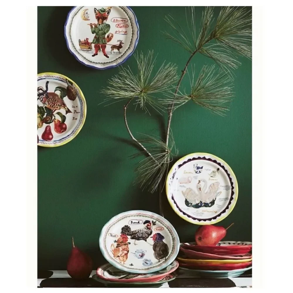 Anthropologie Nathalie Lete Dessert Plate A Partridge in a Pear Tree NEW